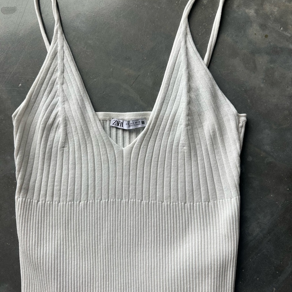 Zara Ribbed Knit Tank Top - white